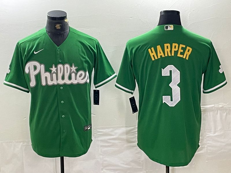 Men Philadelphia Phillies #3 Harper Green Fashion Edition Nike 2024 MLB Jersey style 1->cincinnati reds->MLB Jersey